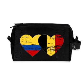Kolumbien Belgien Flagge Herz used - Recycelte Kulturtasche - Schwarz - Vorne