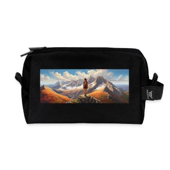 Let's get out into nature and the mountains - Recycled Toiletry Zip Bag - black - Front