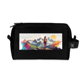 Let's get out into nature and the mountains - Recycled Toiletry Zip Bag - black - Front
