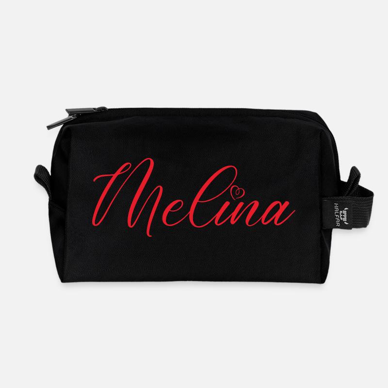 melina name herz - Recycelte Kulturtasche - Schwarz