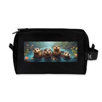 Otter family Otter family Otter gang - Recycled Toiletry Zip Bag - black - Front