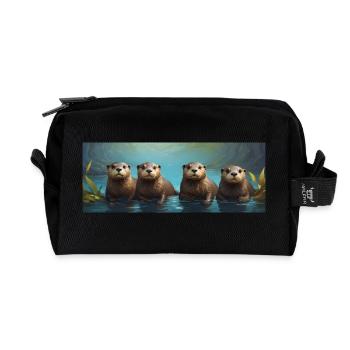 Otterfamilie Fischotterfamilie Otterbande im Wasse - Recycelte Kulturtasche - Schwarz - Vorne