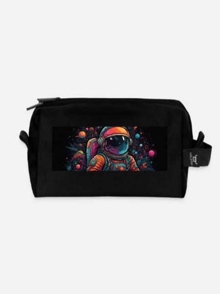 Spaceman astronauts in space - Recycled Toiletry Zip Bag - black