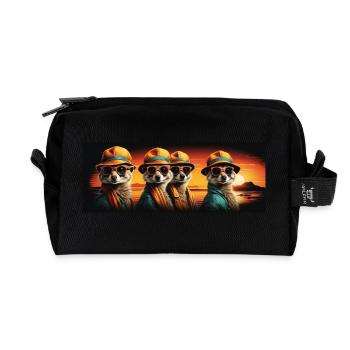 Cool meerkat meerkat group - Recycled Toiletry Zip Bag - black - Front