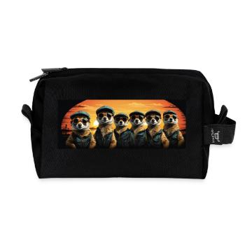 Cool meerkat meerkat group - Recycled Toiletry Zip Bag - black - Front