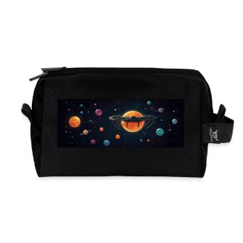Un vaisseau spatial en route vers des planètes lointaines - Trousse de toilette en tissu recyclé - noir - Devant