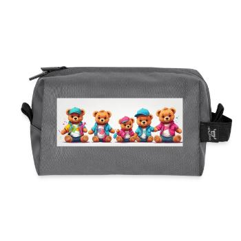Colorful Row Teddy Bears Funny Teddy Bear Series - Recycled Toiletry Zip Bag - anthracite - Front