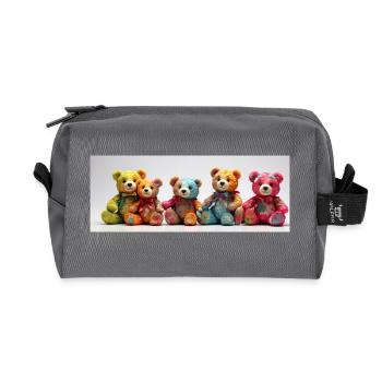 Colorful Row Teddy Bears Funny Teddy Bear Series - Recycled Toiletry Zip Bag - anthracite - Front
