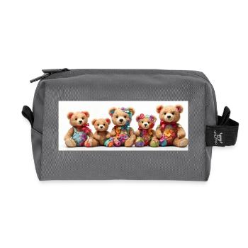 Colorful Row Teddy Bears Funny Teddy Bear Series - Recycled Toiletry Zip Bag - anthracite - Front