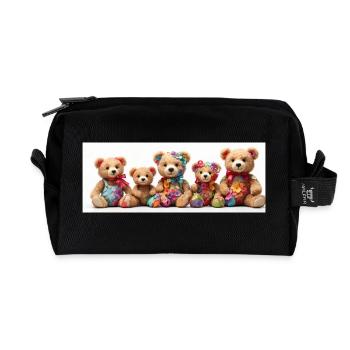 bunte Reihe Teddybären lustige Teddybärenreihe - Recycelte Kulturtasche - Schwarz - Vorne