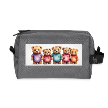 Colorful Row Teddy Bears Funny Teddy Bear Series - Recycled Toiletry Zip Bag - anthracite - Front