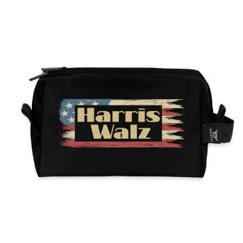 Harris Walz amerikanische Flagge vintage - Recycelte Kulturtasche - Schwarz - Vorne