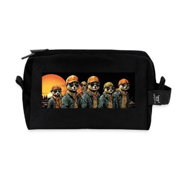 Suricates cool avec casquette de baseball et lunettes de soleil - Trousse de toilette en tissu recyclé - noir - Devant