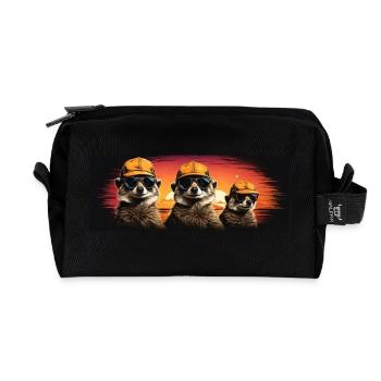 Suricates cool avec casquette de baseball et lunettes de soleil - Trousse de toilette en tissu recyclé - noir - Devant