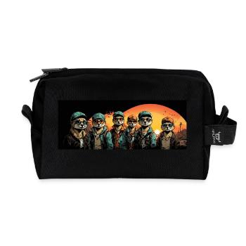 Suricates cool avec casquette de baseball et lunettes de soleil - Trousse de toilette en tissu recyclé - noir - Devant