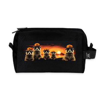 Suricates cool avec casquette de baseball et lunettes de soleil - Trousse de toilette en tissu recyclé - noir - Devant