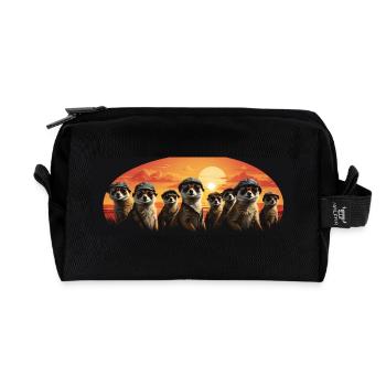 Suricates cool avec casquette de baseball et lunettes de soleil - Trousse de toilette en tissu recyclé - noir - Devant
