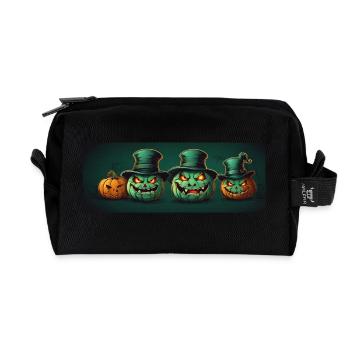 Grinsende Halloweenkürbisse mit Zylinder - Recycelte Kulturtasche - Schwarz - Vorne