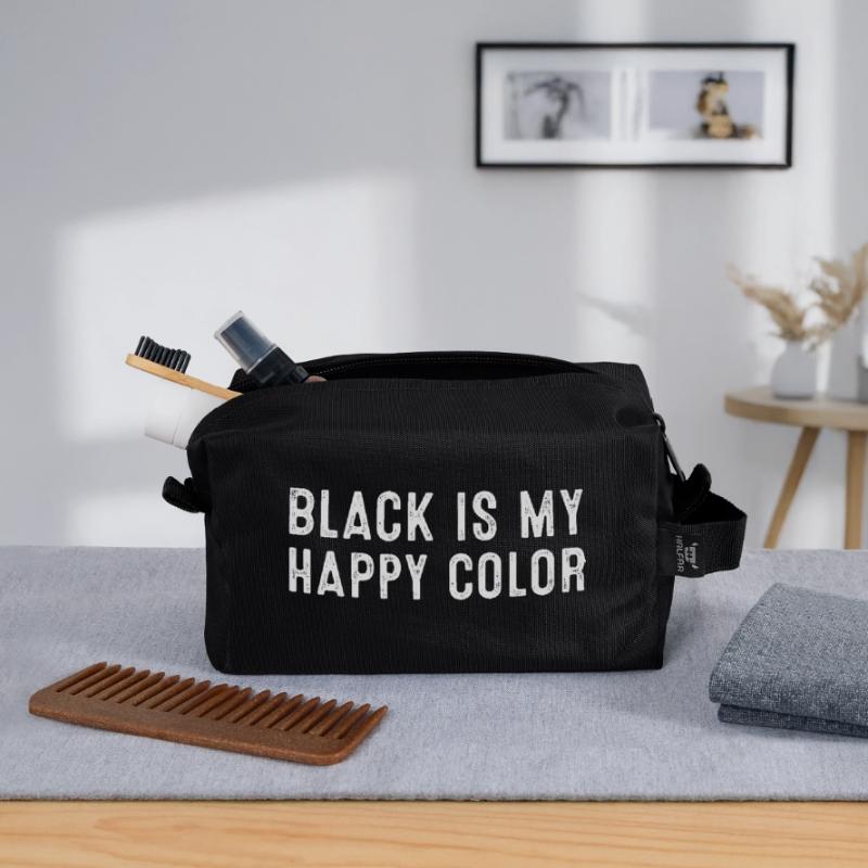 Le noir est ma couleur heureuse Trousse de toilette en tissu recyclé
