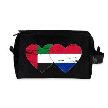 Vereinigte Arabische Emirate Holland Flagge Herz - Recycelte Kulturtasche - Schwarz - Vorne