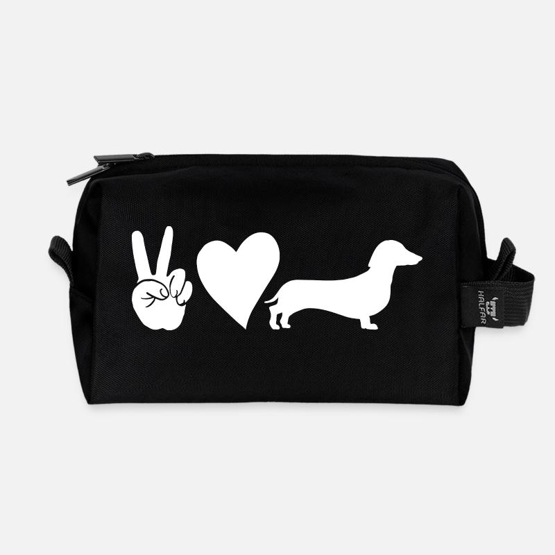 Hund Dackel - Recycelte Kulturtasche - Schwarz