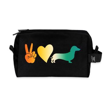 Hund Dackel - Recycelte Kulturtasche - Schwarz - Vorne