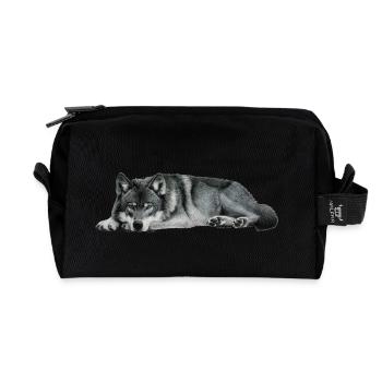 wolf - Recycelte Kulturtasche - Schwarz - Vorne