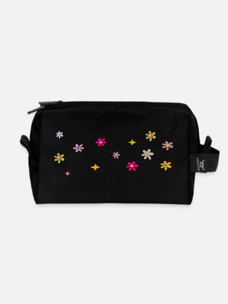 kleine Blüten - Recycelte Kulturtasche - Schwarz