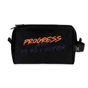 Progress not perfection! - Recycled Toiletry Zip Bag - black - Front
