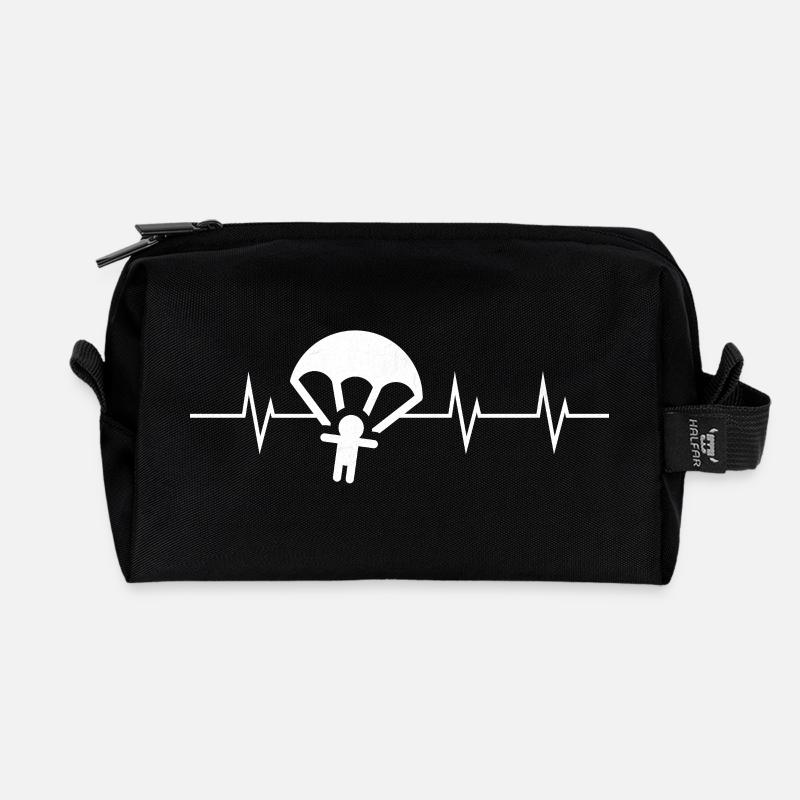Heartbeat Skydiving - Recycled Toiletry Zip Bag - black