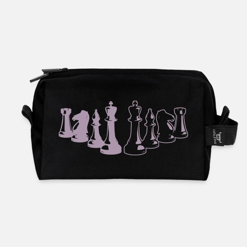 Minimalistisches Schach Silhouette Schachbrett - Recycelte Kulturtasche - Schwarz