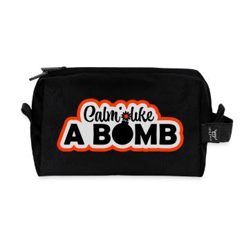 Calm Like Bomb Paradox Irony Humor Explosive Joke - Recycled Toiletry Zip Bag - black - Front