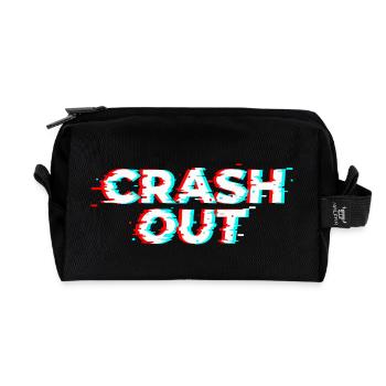 Crash Out – Glitch-Stil weiß-rot-cyan - Recycelte Kulturtasche - Schwarz - Vorne