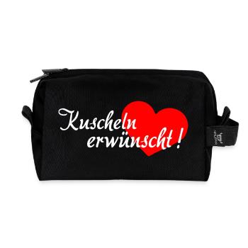 Cuddling Desired - White Red - Recycled Toiletry Zip Bag - black - Front