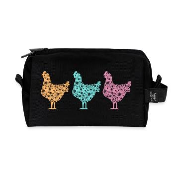 Fans de poulet - Coq - Coq - Poulet fleur - Bio - Trousse de toilette en tissu recyclé - noir - Devant