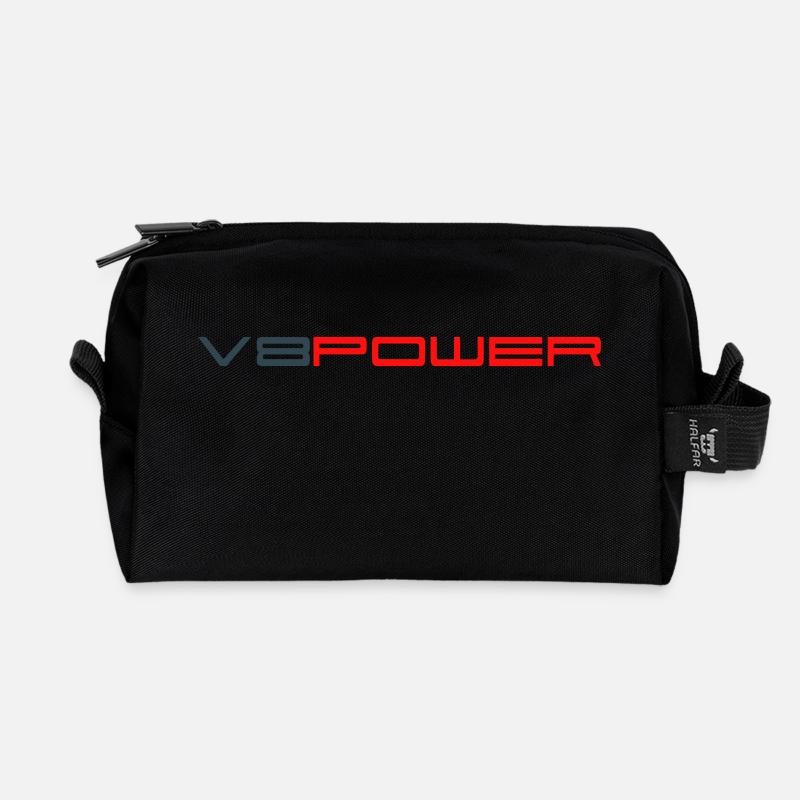 v8power - Recycelte Kulturtasche - Schwarz
