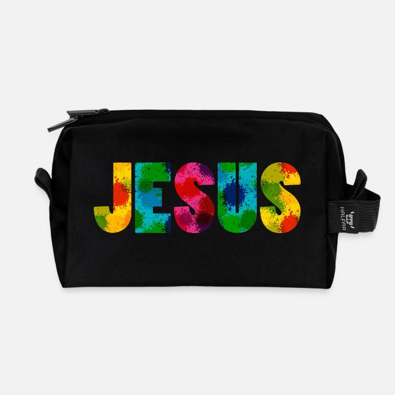 Jesus - Colourful - Recycelte Kulturtasche - Schwarz