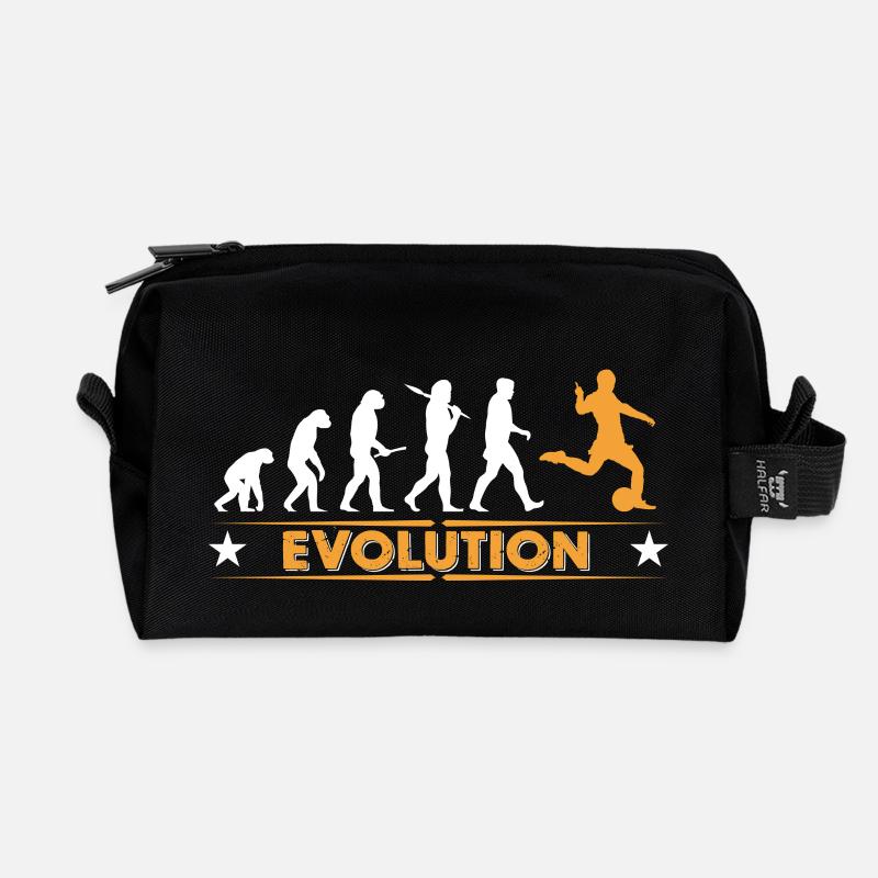 Fussball Evolution - orange/weiss - Recycelte Kulturtasche - Schwarz