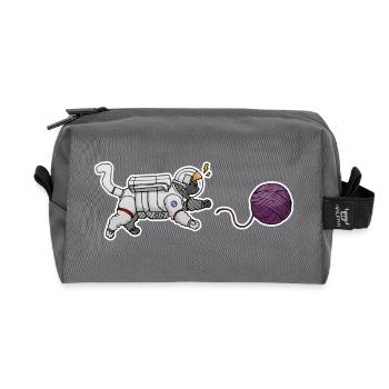 Chat astronaute - Trousse de toilette en tissu recyclé - anthracite - Devant