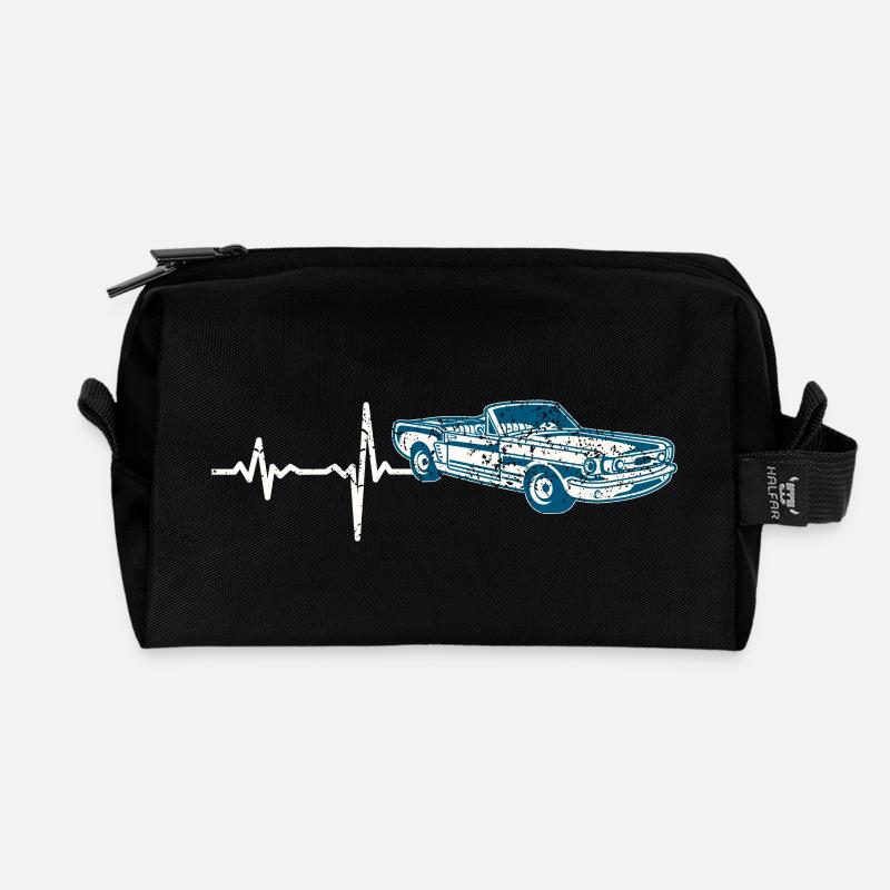 Geschenk Heartbeat Sportwagen Oldtimer - Recycelte Kulturtasche - Schwarz