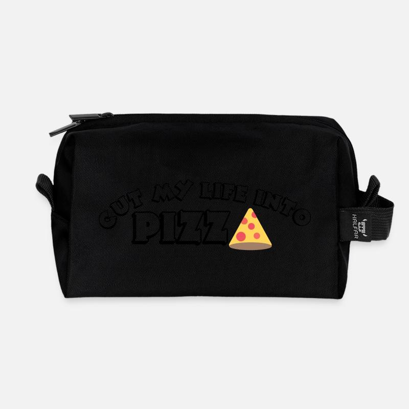 Cut my life into pizza - Recycled Toiletry Zip Bag - black