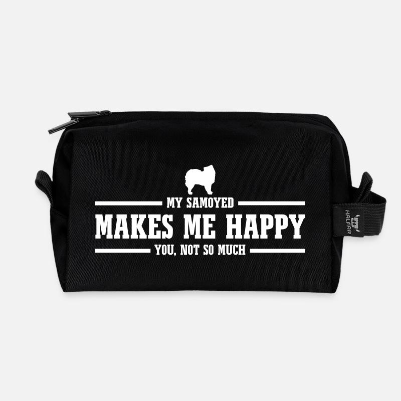 SAMOYED makes me happy - Recycelte Kulturtasche - Schwarz
