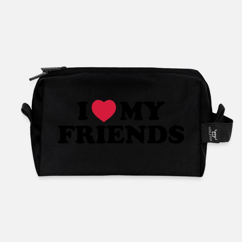 I love my friends - Recycelte Kulturtasche - Schwarz