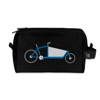 Vélo de cargo bleu - Trousse de toilette en tissu recyclé - noir - Devant