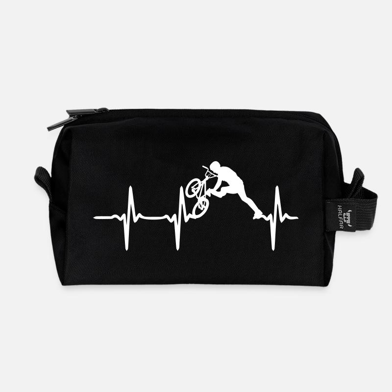 Heart Beat cycle - Recycelte Kulturtasche - Schwarz