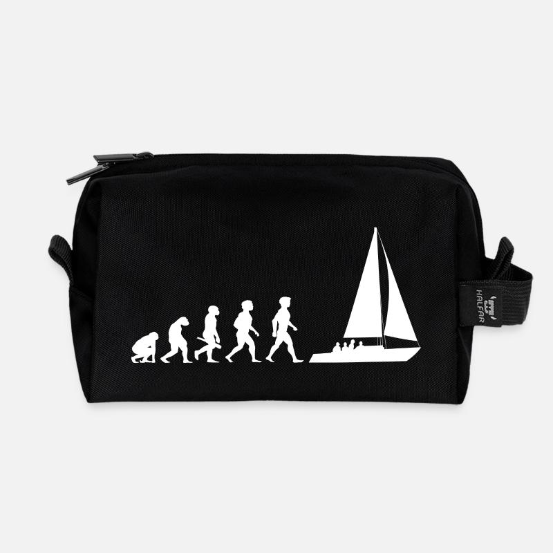 Evolution Segeln Segelboot Segelschiff - Recycelte Kulturtasche - Schwarz
