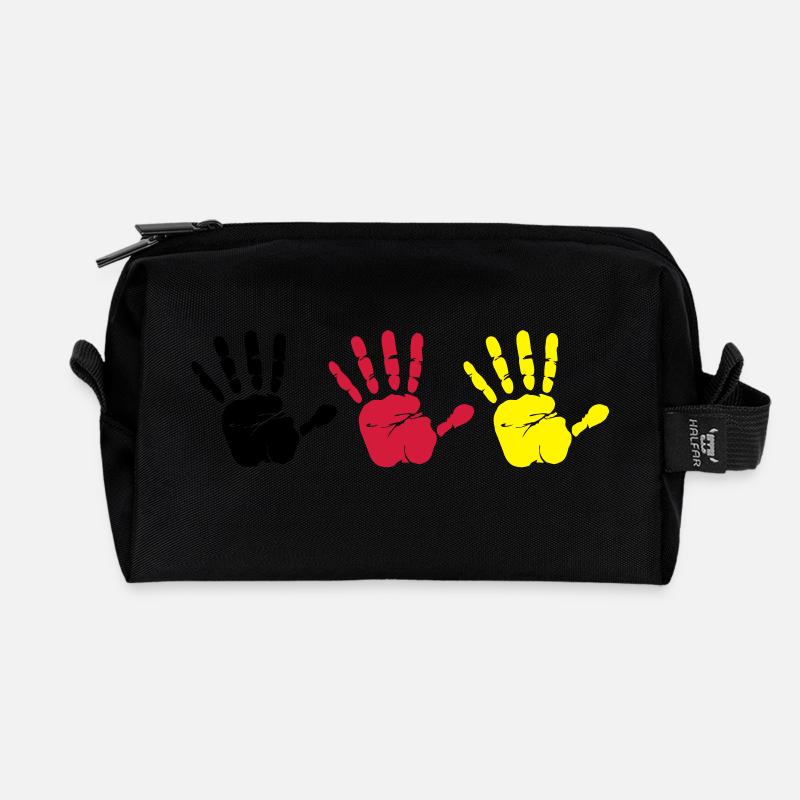 Handprint Trio - Recycled Toiletry Zip Bag - black