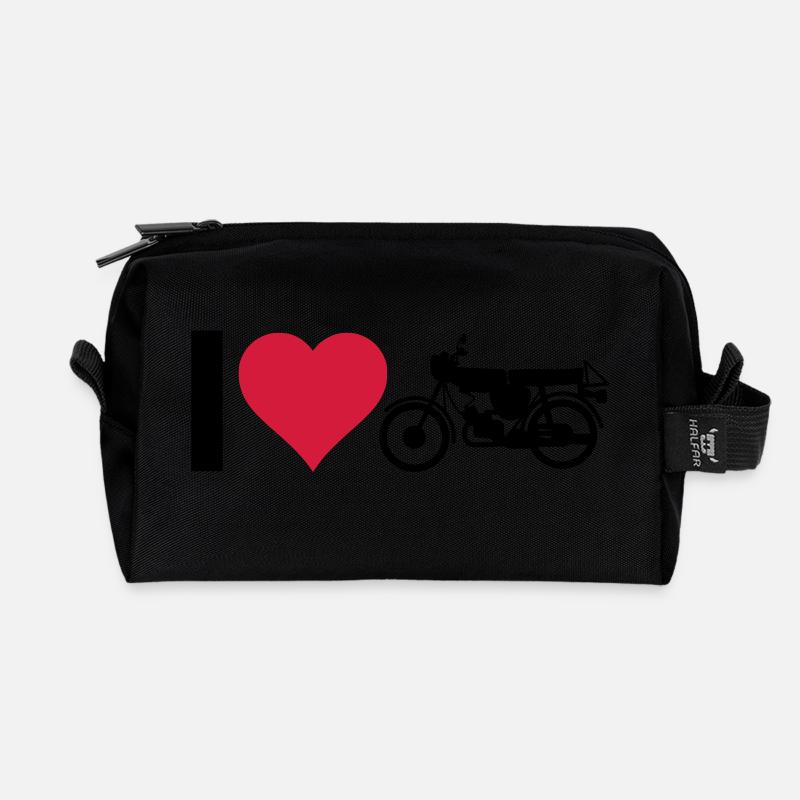 Heart moped - Recycled Toiletry Zip Bag - black