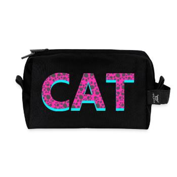 Typographie, Cat, Tier tatzen muster - Recycelte Kulturtasche - Schwarz - Vorne