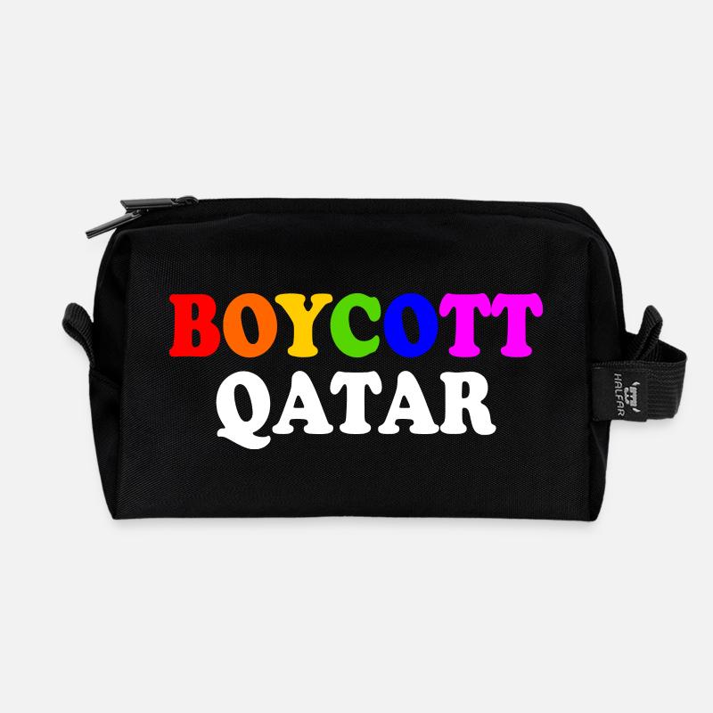 Boycott qatar - Recycelte Kulturtasche - Schwarz